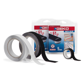 Striscia adesiva antiscivolo antislip - 1,9 x 61 cm - nero - geko - conf. 5 pezzi