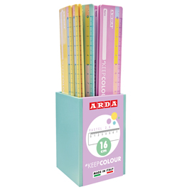 Serie keep color pastel - righello - 16 cm - arda - expo 24 pezzi