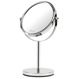 Specchio per trucco - con ingrandimento x3 - diametro specchio 15,5 cm - altezza 32 cm - grigio - girmi