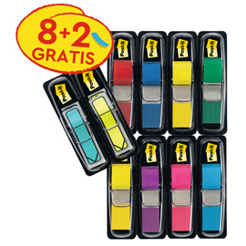 Segnapagina post-it index piccolo + segnapagina post-it® index freccia - colori assortiti  - post-it - value pack 8+2 frecce gratis