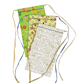 Sacchetto regalo - fantasie assortite - c/nastro rafia - 26 x 40 + 5 cm - carta - rex sadoch - conf. 3pz