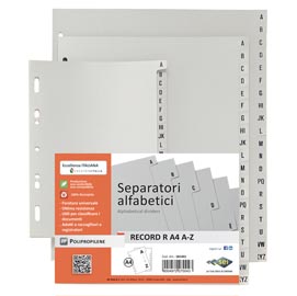 Separatore alfabetico a/z record r - ppl - 24,5x30 cm - a4 maxi - grigio - sei rota