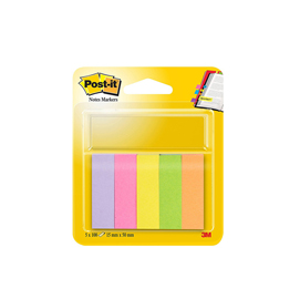 Segnapagina post it® in carta - 15x50 mm - 5 colori neon - post it® - conf. 500 pezzi