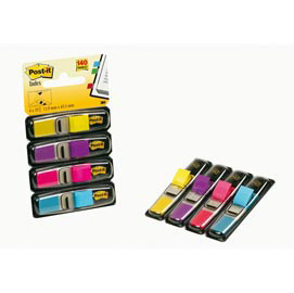Segnapagina post it® index mini - 12x43,1 mm - 4 colori vivaci - post it® - conf. 140 pezzi