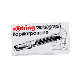 Scatola 3 cartucce capillari per penne rapidograph - nero - rotring