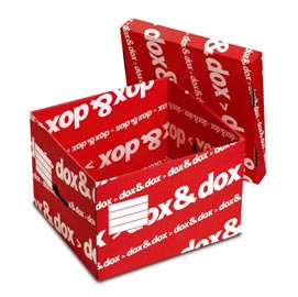 Scatola dox&dox - con coperchio - 39,5x28x35,5 cm - bianco e rosso - esselte dox