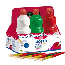 Schoolpack 6 flaconi tempera pronta - 1000ml - colori assortiti - giotto
