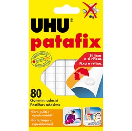 Supporti in gomma adesiva uhu® patafix - bianco - uhu® - conf. 80 pezzi