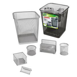 Set scrivania da 6 accessori - rete metallica - nero - lebez