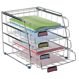 Set da 4 vaschette scorrevoli - 31,5x39x31,5 cm - vaschette 6,5 cm - metallo - alba