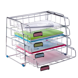 Set da 4 vaschette scorrevoli - 39x30x31,5 cm - vaschette 6,5 cm - metallo - alba