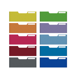 Set 10 frontalini colorati modulo a4 - per cassetti 11 cm - colori assortiti - multiform