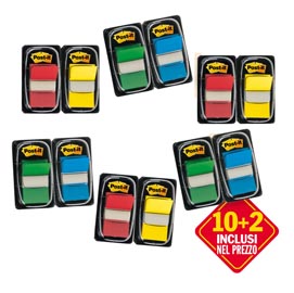 Segnapagina post it® index medium - 4 colori classici - value pack 10+2 (dispenser da 50 segnapagina ciascuno)
