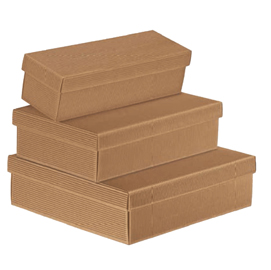 Scatola in cartone onda avana - con coperchio orizzontale - 34 x 18,5 x 9,5cm - scotton