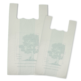 Shoppers mater-bi - 20 micron - 27x50 cm - soffietti 7+7 cm - bianco - green pack - conf. 500 pezzi
