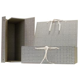 Scatola archivio in legno - con fettuccia - 38x27 cm - dorso 12 cm - grigio - brefiocart