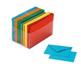 Scatola 100 cartoncini (200gr) + 100 buste (90gr) - arcobaleno - formato 4 - favini