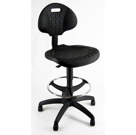 Sedia tecnigrafo esos e2 - braccioli opzionali - con poggiapiedi e ruote - nero - unisit