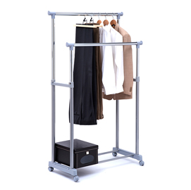 Stender appendiabiti ac9002 - 90 cm - doppio - grigio/cromo - serena group