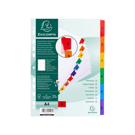 Separatore numerico 1/6 - cartoncino bianco 160 gr - tasti colorati - a4 - exacompta