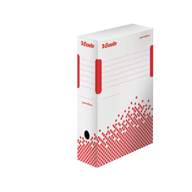 Scatola archivio speedbox - dorso 10 cm - 35x25cm - bianco e rosso - esselte