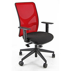Sedia operativa pna - con ruote e braccioli - schienale in rete rosso/seduta nero - unisit
