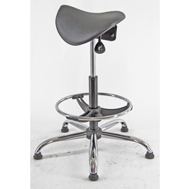 Sedia tecnica a sella e19w - con poggiapiedi telescopico e ruote - nero/acciaio - unisit