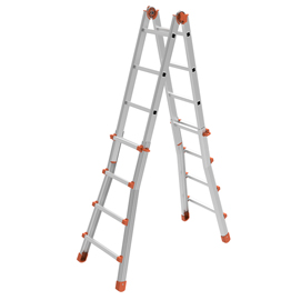 Scala telescopica squadra - 8+8 gradini - alluminio - marchetti
