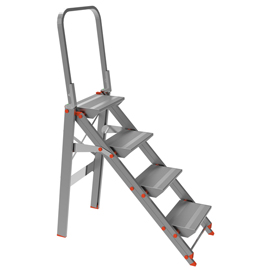 Scala sgabello class più con parapetto - 4 gradini - alluminio - marchetti