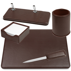 Set scrittoio vip 60269 in pelle sintetico marrone lebez