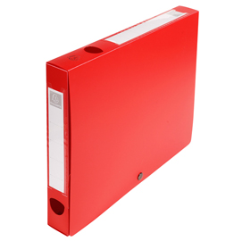 Scatola per archivio box - con bottone - 25x33 cm - dorso 4 cm - rosso - exacompta