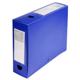 Scatola per archivio box - con bottone - 25x33 cm - dorso 8 cm - blu - exacompta