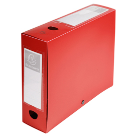 Scatola per archivio box - con bottone - 25x33 cm - dorso 8 cm - rosso - exacompta
