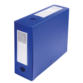 Scatola per archivio box - con bottone - 25x33 cm - dorso 10 cm - blu - exacompta