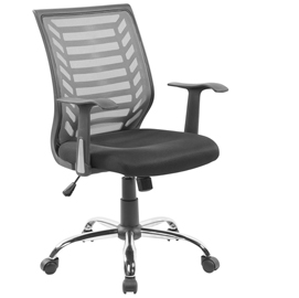 Seduta operativa miami - con braccioli - schienale in rete grigia/seduta nero - serena group