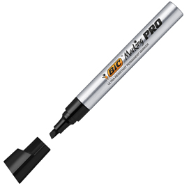 Scatola marcatori permanenti - punta scalpello - nero - bic  - conf. 12 pezzi