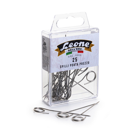 Spilli portaprezzi inox - leone - conf. 25 pezzi