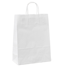 Shoppers in carta - maniglie in cordino - 14x9x20 cm - bianco neutro - mainetti bags - conf. 25 pezzi