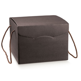 Scatola segreto con cordoni - 245x245x180 mm - skin coffee - scotton