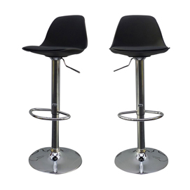 Sgabello bobba - pplacciaio cromato - 39x42x83/104cm - nero - paperflow