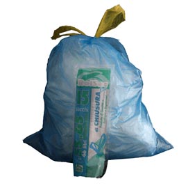 Sacchi - 55x65 cm - 44 l - 16 micron - con maniglie - azzurro - rolsac - conf. 15 pezzi