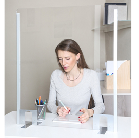 Schermo protettivo - da banco - 96x66 cm - acrilico grigio alluminio - metalplus