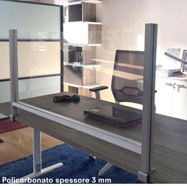 Schermo protettivo da scrivania - con morsetto in alluminio - 60x102 cm -  studio t