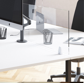 Schermo protettivo da scrivania timy - 61x120 cm - con ganci per fissaggio - alba