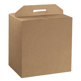 Scatola panettone + bottiglia - liscio - 33x25x35 cm - avana - scotton