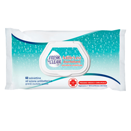 Salviette disinfettanti antibatteriche milleusi - fresh&clean - busta da 60 pezzi