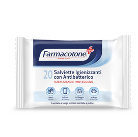 Salviette igienizzanti con antibatterico - farmacotone - busta da 20 pezzi