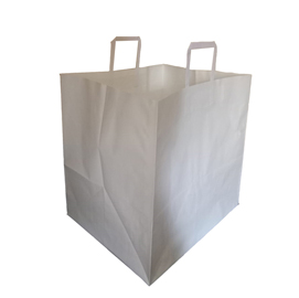 Shoppers flat maxi - in carta kraft - 36 x 30 x 36 cm - bianco - mainetti bags - scatola 150 pezzi