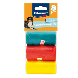 Sacchetti raccoglifeci - vitakraft - conf. 3 rotoli da 20 pezzi