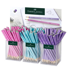 Set 3 barattoli 144 matite grafite sparkle colori assortiti faber castell